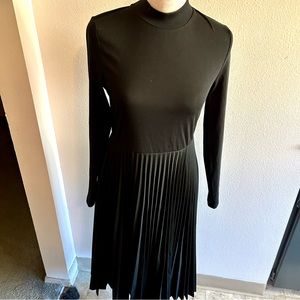 Black dress with pleats mock neck style sz 6 new with tag